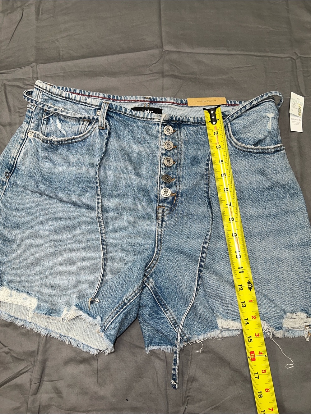 edge Light Blue Distressed Button-Front Denim Shorts